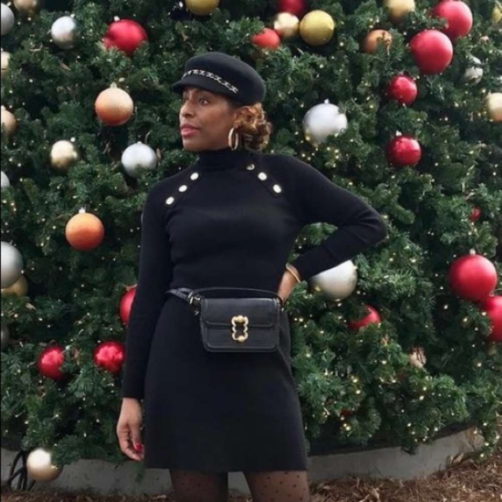 Zara Sweater Mini Dress with gold buttons